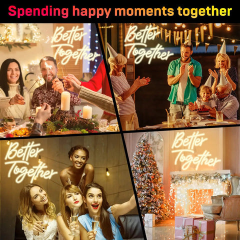Better Together Neon Sign LED Light for Weddings and Home Bar Decor, USB Powered 16.7 by 13 Inch Warm White Glow
