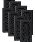 Scroll Design Floor Register 4x10 In Textured Black 8 Pack Decorative Steel Floor Vent With High Impact Plastic Damper Box Powder Coated