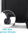 lightweight spinner carry-on luggage with 360-degree ball wheels