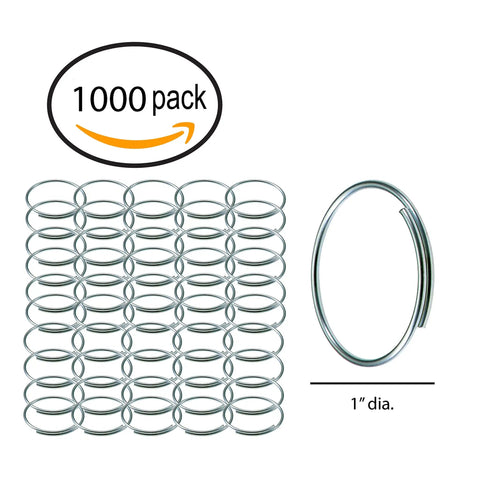 One Inch Diameter Giveaway Key Ring Pack Of 1000 In Silver Finish Zinc Plated Steel Spring Wire With A One Quarter Turn Overlap