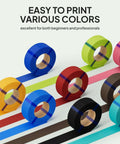 Various colors of 3D printing refill filament rolls for reuse-friendly spools