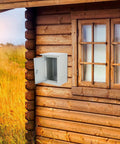 Outdoor Weatherproof Metal Junction Box Electrical Distribution Enclosure 160x300x200mm mounted on a wooden wall