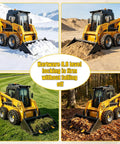 Heavy Duty Tractor Bucket Skids For Lawns And Driveway Surfaces Two Pack Bolt On Edge Guards With Grade Eight Hardware Yellow Wear Plates in use on various terrains.