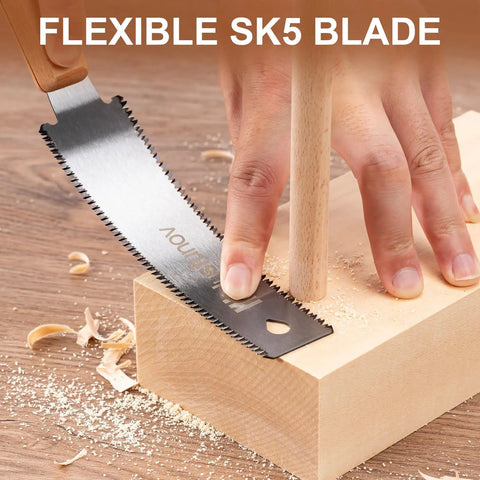 6 Inch Pull Saw With Double Edged Blades, 17 TPI For Hard Wood And 11 TPI For Fine Crosscuts, Ultra Flexible Pulse Teeth For Smooth Rips, Handy Hand Saw For Woodworking Projects And DIY, cutting wood