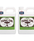 Two 32 fl oz bottles of 100 Percent Pure Tung Oil For Wood Finish And Sealer, Food Safe Waterproof, Deep Penetrating Natural Oil, 2 Pack