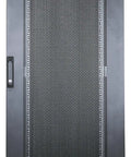 Heavy Duty 26U Server Rack And Network Cabinet 39 Inch Deep Steel Equipment Locker In Black with perforated front door.