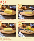 Heavy Duty Real Deal Butter And Cheese Slicer With Precision Stainless Steel Wires Ergonomic Grip Dishwasher Safe Kitchen Essential For Block Cheese And Soft Fruits being used to slice butter.