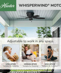 Low Profile 48 Inch Ceiling Fan No Light For Indoor Or Outdoor Use Damp Rated Flush Mount Matte Black With Five Blades Sea Wind 53118 Patio Porch Garage Living Room Ready installed on a patio ceiling.