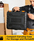 Slick Heavy Duty 152 Piece Tool Set With 12V Cordless Drill And Portable Carry Case showing a compact case with dimensions and weight.