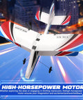 Easy To Fly RC Plane For Beginners And Kids Ages 8 To 12 And Adults With 6 Axis Gyro Stabilization Remote Control Airplane Outdoor Glider Built For Fun No Sweat Durability And Realistic Jet Style Flight shown with high-horsepower motor feature in flight.