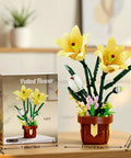 DIY Lily Bonsai Building Set For Adults, Maintenance Free Indoor Plant Decor, 296 Piece Flower Building Blocks Kit For Home Office, Living Room, Gift For Moms, Women, And Girls On Birthdays Or Mother's Day. Yellow lily block plant in pot, 28cm tall