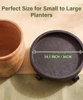 Heavy Duty Plant Caddy With Ultra Smooth Rollers, 14 Inch Round Planter Saucer, 14.1 inch size for various planters.