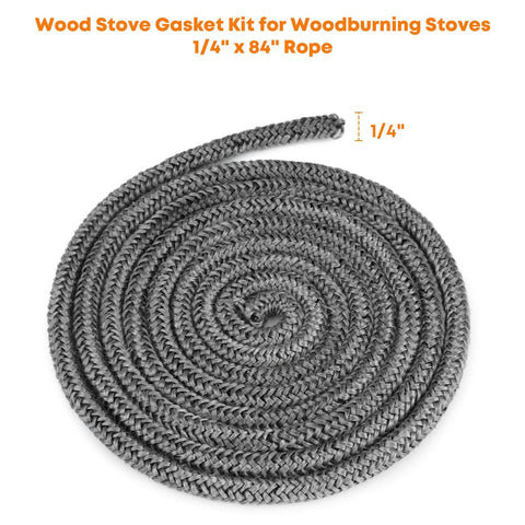 Stanbroil 1/4in x 84in graphite-impregnated fiberglass wood stove gasket rope coil (front view)