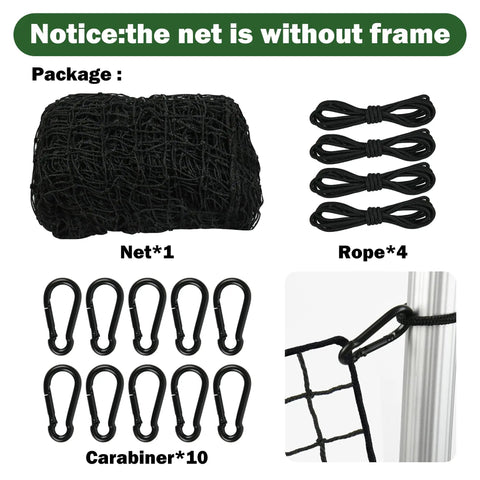Heavy Duty Baseball Batting Cage Net 10x10x20 Feet With 10 Carabiners And 4 Tie Ropes Durable Nylon Indoor Outdoor Training Net