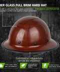 Fiberglass Full Brim Hard Hat With Brim Guard, OSHA And ANSI Rated, Lightweight Yet Sturdy Construction Helmet For Men