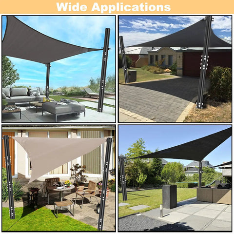 Heavy Duty Shade Sail Poles Kit, 2 Pack Steel Posts with D Clamp, Outdoor String Light Supports for Patio and Backyard, 2.36 Inch Diameter, Sturdy Weatherproof Build, Easy Install