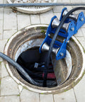 Beefed-Up Industrial Grade Heavy Duty Cable Puller Sheave With 180 Degree Adjustable Angle guiding cables through a manhole