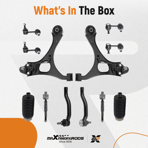 Beefed Up 14 Piece Front Suspension Kit for Honda Civic 2006 Through 2011 showing all components