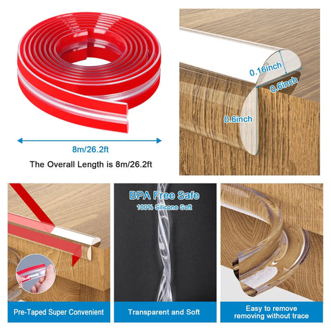 Clear 0.6 Inch Edge Protector Strips Thickened Silicone Soft Corner Guards With Upgraded Pre Taped Strong Adhesive details