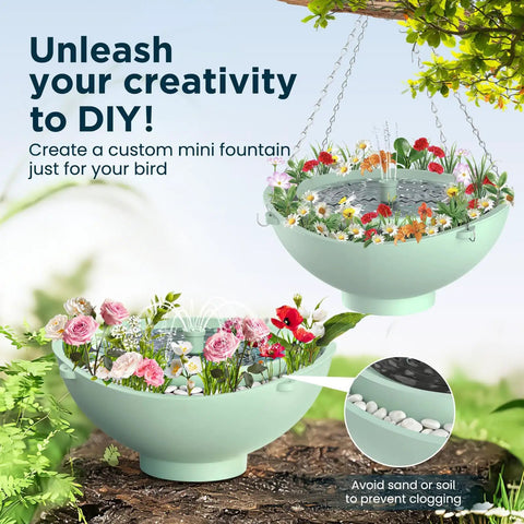 Solar Bird Bath Fountain With 3 Spray Modes And 2L Capacity, Hybrid Solar And Battery Powered, Hang Or Stand Design