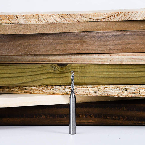 Five Piece 1/8 Inch Compression Router Bit Set With 1/4 Inch Shank Up Down Spiral Carbide Bits For Wood Plywood MDF CNC Rotary Tool