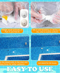 Pool Putty 12oz 2 Part Epoxy Putty Clay for Underwater and Above Water Leak Repair, shown in mixing and application process steps.