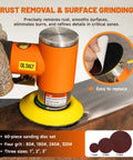 Beast Mini Random Orbital Air Sander Kit 1 2 3 Inch for metal rust removal, showing sanding pad and disc replacement detail.