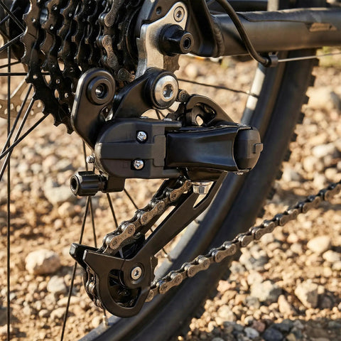 7/8 Speed Rear Derailleur Direct Mount For Mountain And Road Bikes Universal Replacement with bike gear close-up