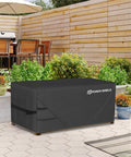 Heavy Duty Outdoor Deck Box Cover For 150 To 230 Gallon Storage 62 Inch Length 29 Inch Width 28 Inch Height Waterproof Tear Resistant 70 Percent Polyester 30 Percent PVC Rectangular Fire Pit Table Cover All Weather Black