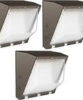 Three-Pack 60W LED Wall Pack Lights Beaming Outdoors, Rugged Waterproof Build, Dimmable, Commercial Grade Security For Warehouses