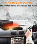 200W 12V Car Heater And Cooler Plugs Right Into Your Cigarette Lighter For Snappy Windshield Defrost And Anti Fog Visibility, compact unit on car dashboard
