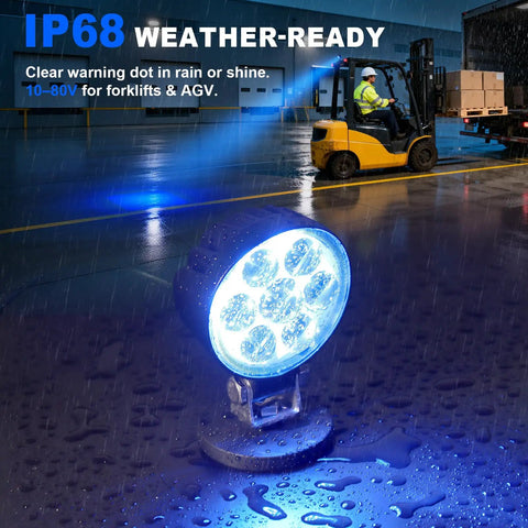 Heavy Duty LED Blue Spot Forklift Safety Warning Light With Magnetic Base And Adjustable Steel Bracket For No Sweat Setup And Quick Warehouse Layout Swaps For Busy Teamwork On The Production Line Each Day