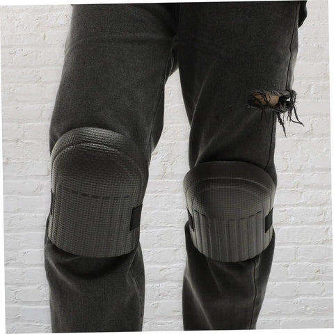 Hella Tough Dual Knee Guards For Mechanics And Tradesmen Job Site Ready Heavy Duty Protective Work Pads on black jeans