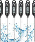 6 Pack Instant Read Meat Thermometer Set With Long 9.65 Inch Probes Digital Waterproof Kitchen Thermometer For BBQ Grilling And Cooking Great For Water Milk Yogurt Candy Quick Accurate Temperature Read User Friendly, six digital probes