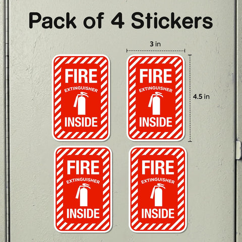 Heavy Duty Reflective Fire Extinguisher Stickers 4 Pack 4.5 Inch Slick Self Adhesive Vinyl Labels Laser Sharp Contrast Built Like A Tank For Gritty Job Sites And Fleet Trucks