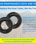Two Pack 4.10/3.50-4 Inner Tubes With TR-87 Bent Valve Stem For Wheelbarrows displayed with maintenance message