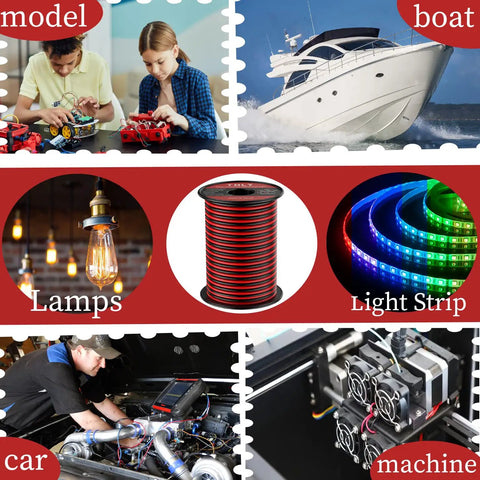 Beefy 100 Ft 12 Gauge Wire 2 Conductor Red And Black Electrical Cable For Low Voltage Automotive Lighting 12 Volt LED Car Audio Marine