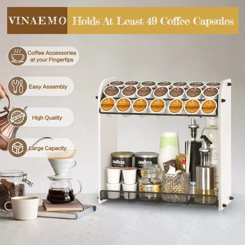 Large Capacity K Cup Holder And Coffee Pod Organizer For Home Office And Kitchen Counter Storage Holds 28 Pods On Top Plus Space For Extra Cups And Accessories Keeps Your Coffee Bar Neat And Ready For Busy Mornings