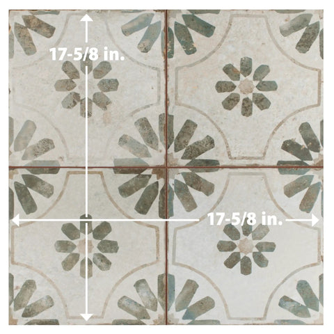 Blume Sage Ceramic Floor And Wall Tile 17.63 In Square Glazed With Subtle Texture And Low Sheen for indoor use, 17-5/8 in size