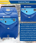 Industrial Steam Cleaner Drops Smokin Hot High Pressure Steam For Auto Shop Degreasing And Fleet Maintenance With Instant Heating And Kickin 13 Bar Force Control panel with various buttons and indicators for temperature monitoring.