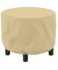 Terrazzo Water Resistant 24 Inch Round Ottoman And Coffee Table Cover For Outdoor Use showing beige cover fabric
