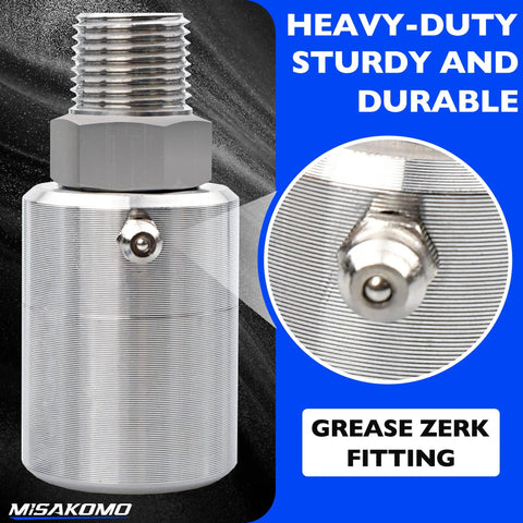 Half Inch MXF Hose Reel Swivel With Grease Zerk Fitting 5124 NiAl Heavy Duty Joint For Home Garage And Industrial Steel Reels Pro Grade Performance Reduces Hose Twist Wear And Fatigue Smooth Rotation. Nickel-plated steel swivel with grease zerk fitting