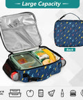 Lightning Bolts Insulated Lunch Bag Dark Blue For Kids And Adults Portable Cooler Tote With Shoulder Straps Keeps Meals Fresh All Day Big Main Compartment Plus Side Mesh Pockets For Drinks Perfect For School Office Travel open