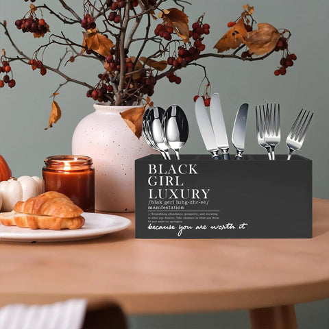 Black Girl Luxury Inspirational Pen And Pencil Holder For Desk with kitchen utensils, table decor in home office setting.