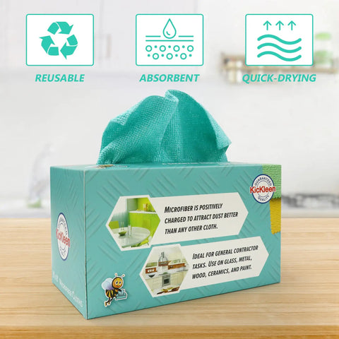 Ultra Soft Microfiber Cleaning Cloths 8 By 8 Inches 40 Pack Lint Free Rags In A Sturdy Box for home kitchen and car use