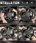 Premium Black Microfiber Leather Steering Wheel Cover For Cars And Trucks Super Soft Anti Slip Grip Easy Peasy Install demonstration steps.