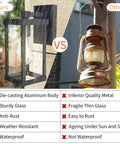 Comparison of outdoor wall lantern exterior wall sconce light matte black porch lighting for doorway pack of two and rusted lantern
