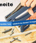 Heavy Duty T50 Stainless Steel Staples 1512 Count 20 Gauge 3/8 Crown 1/2 Inch Leg Marine Grade Rock Solid Staple Gun Ammo loaded in a staple gun.