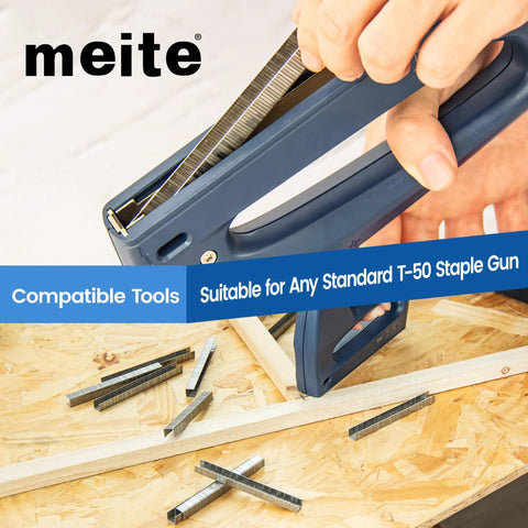 Heavy Duty T50 Stainless Steel Staples 1512 Count 20 Gauge 3/8 Crown 1/2 Inch Leg Marine Grade Rock Solid Staple Gun Ammo loaded in a staple gun.