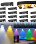 Outdoor Solar Fence Lights 16 Pack With 9 Color Options And 11 Modes 50 Lumens Brighter LED Focus Lens IP65 Waterproof